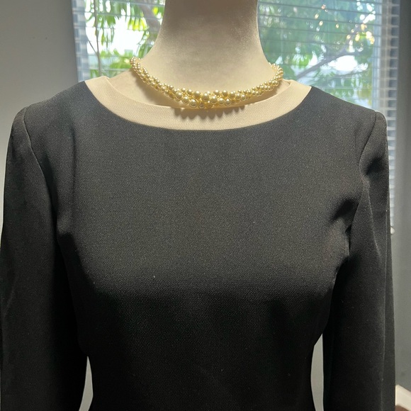 Vintage Petite Ann Taylor Black Dress with White Accents and Pockets. 6P - Picture 4 of 7